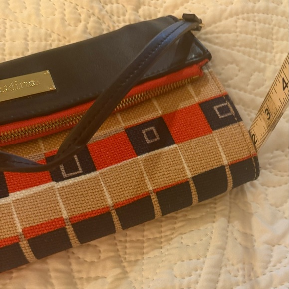 Spartina 449 Natural Linen & Leather Red/Black Geometric Clutch - NWOT - Picture 12 of 12